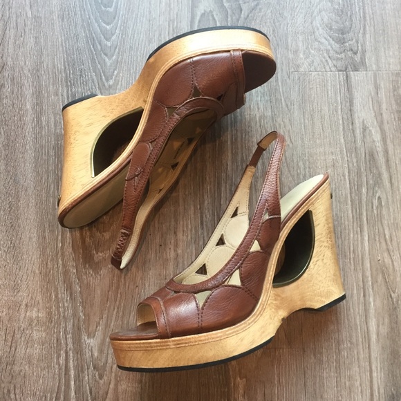 Michael Kors Shoes - BOGO50⭐️Michael Kors Slingback Wooden Cut Out Heel